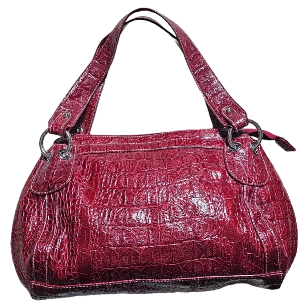 Alfred Dunner faux reptile wine red bag